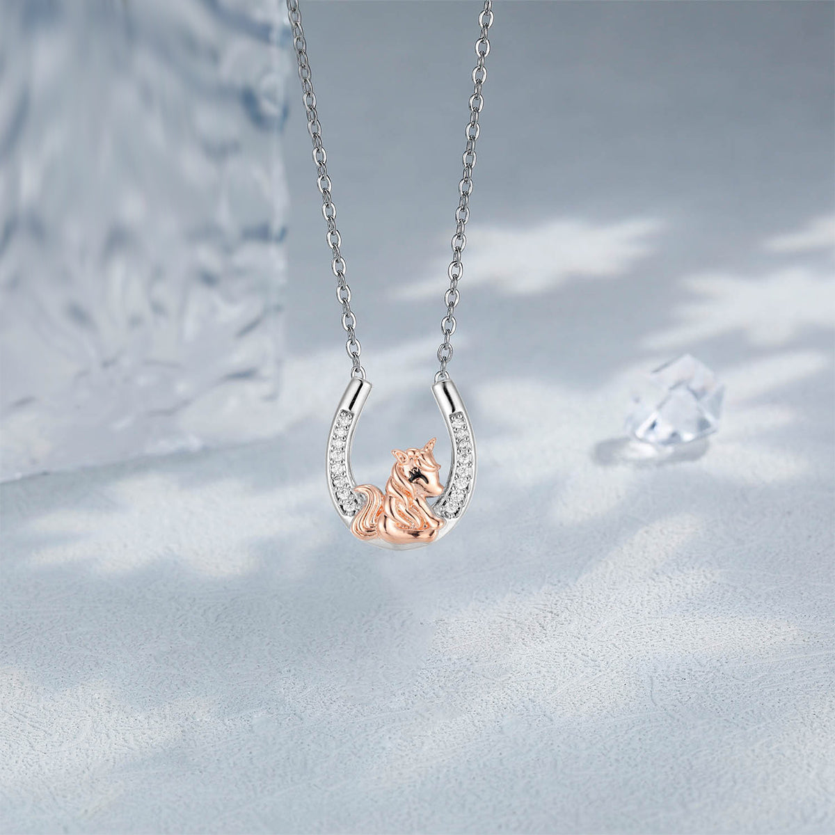 Copper With Silver/Rosegold Plated Unicorn Pendant Necklace