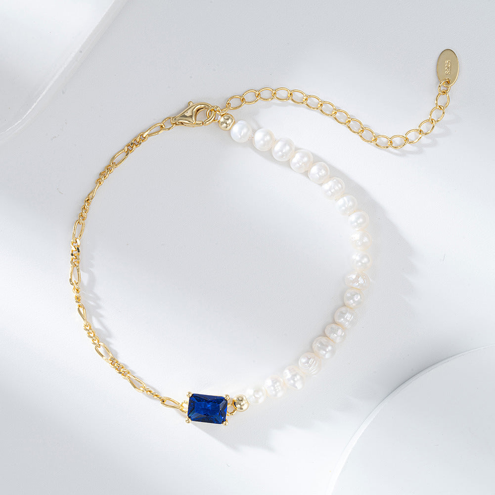 925 Sterling Silver Pearl Bracelet Fashion Jewelry Gift for Women Girls
