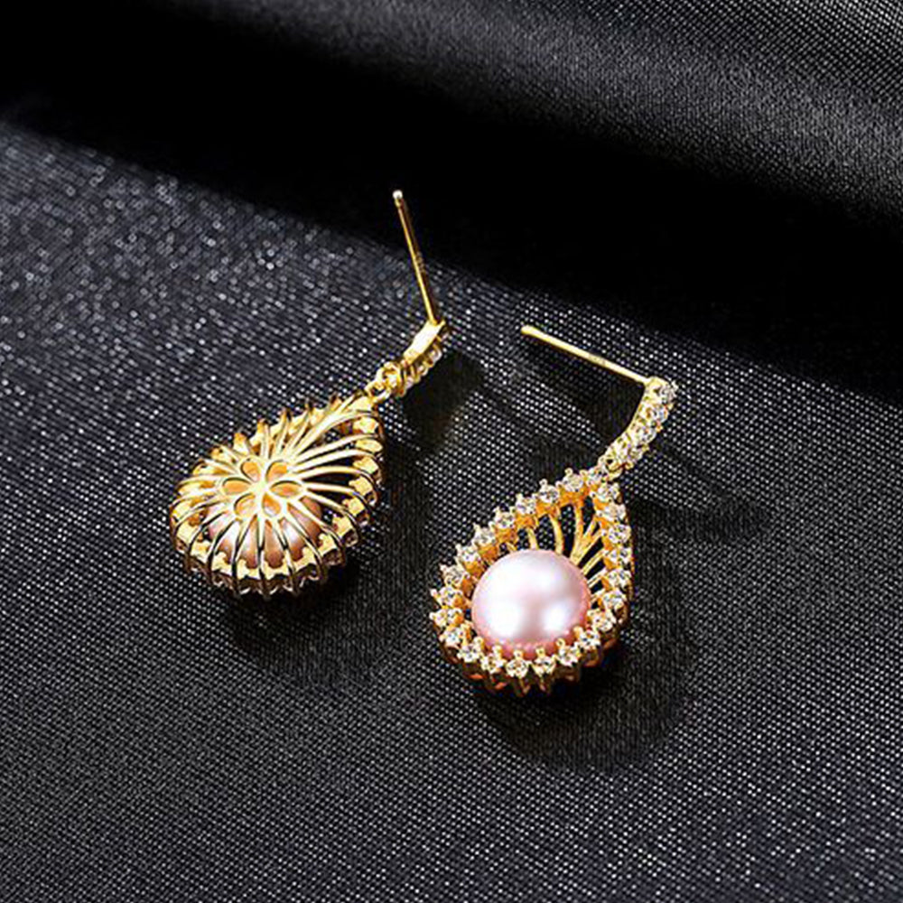 925 Sterling Silver Natural Pearl Drop Earrings Fashion Jewelry Gift for Women Girls