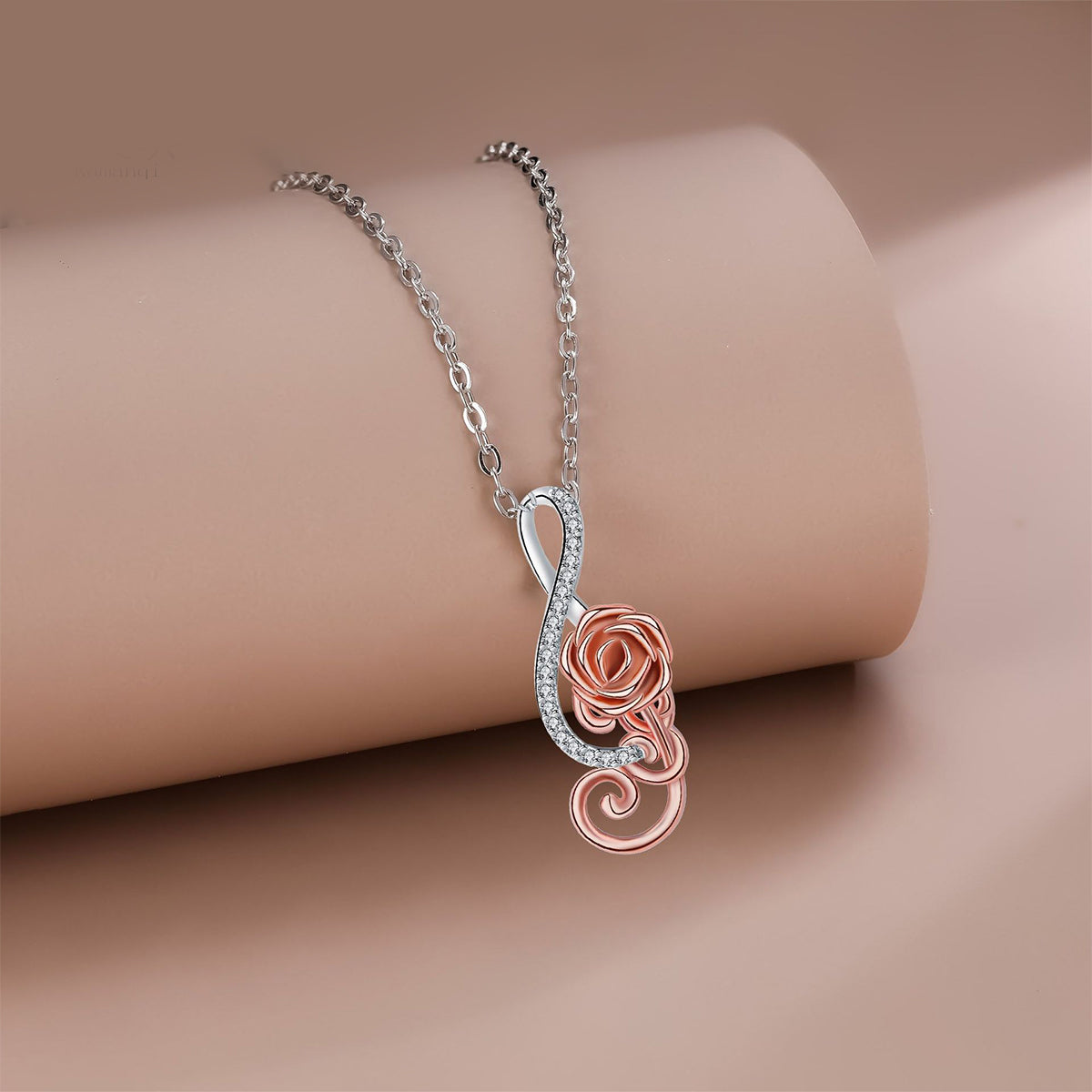 Copper With Silver/Rosegold Plated Rose Pendant Necklace