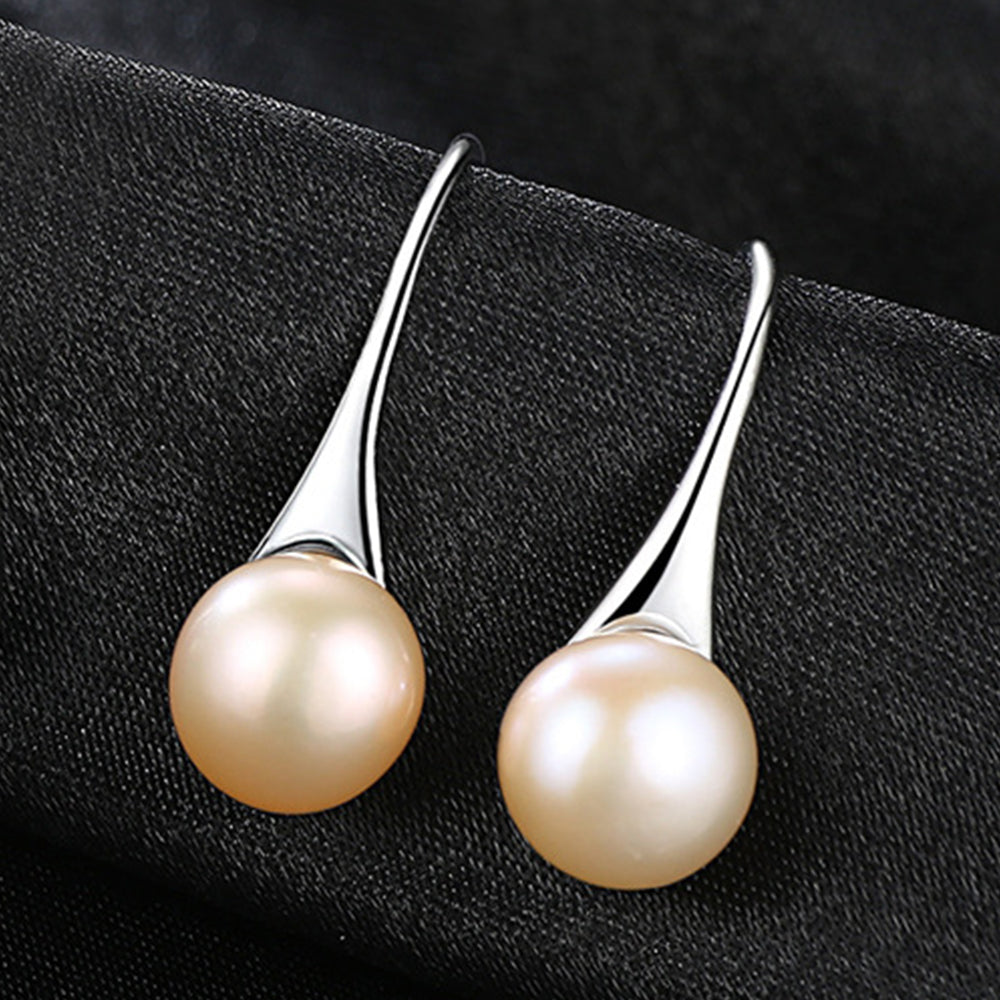 925 Sterling Silver Natural Pearl Drop Earrings Fashion Jewelry Gift for Women Girls