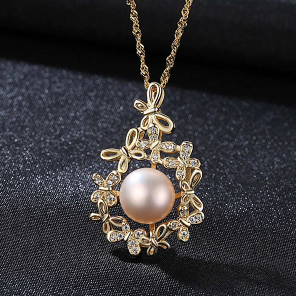 925 Sterling Silver Natural Pearl Drop Necklace Fashion Jewelry Gift for Women Girls