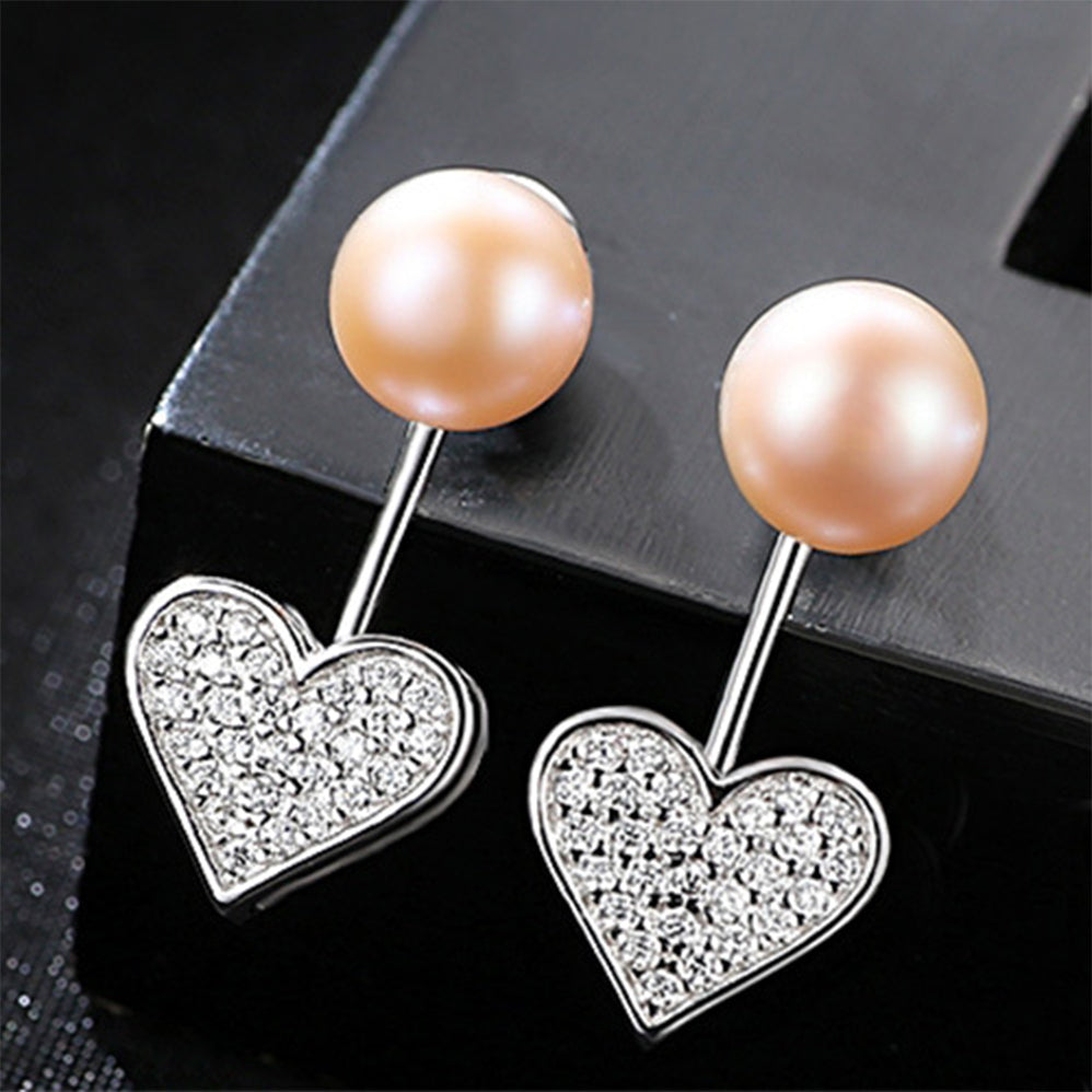 925 Sterling Silver Natural Pearl Long Drop Earrings Fashion Jewelry Gift for Women Girls