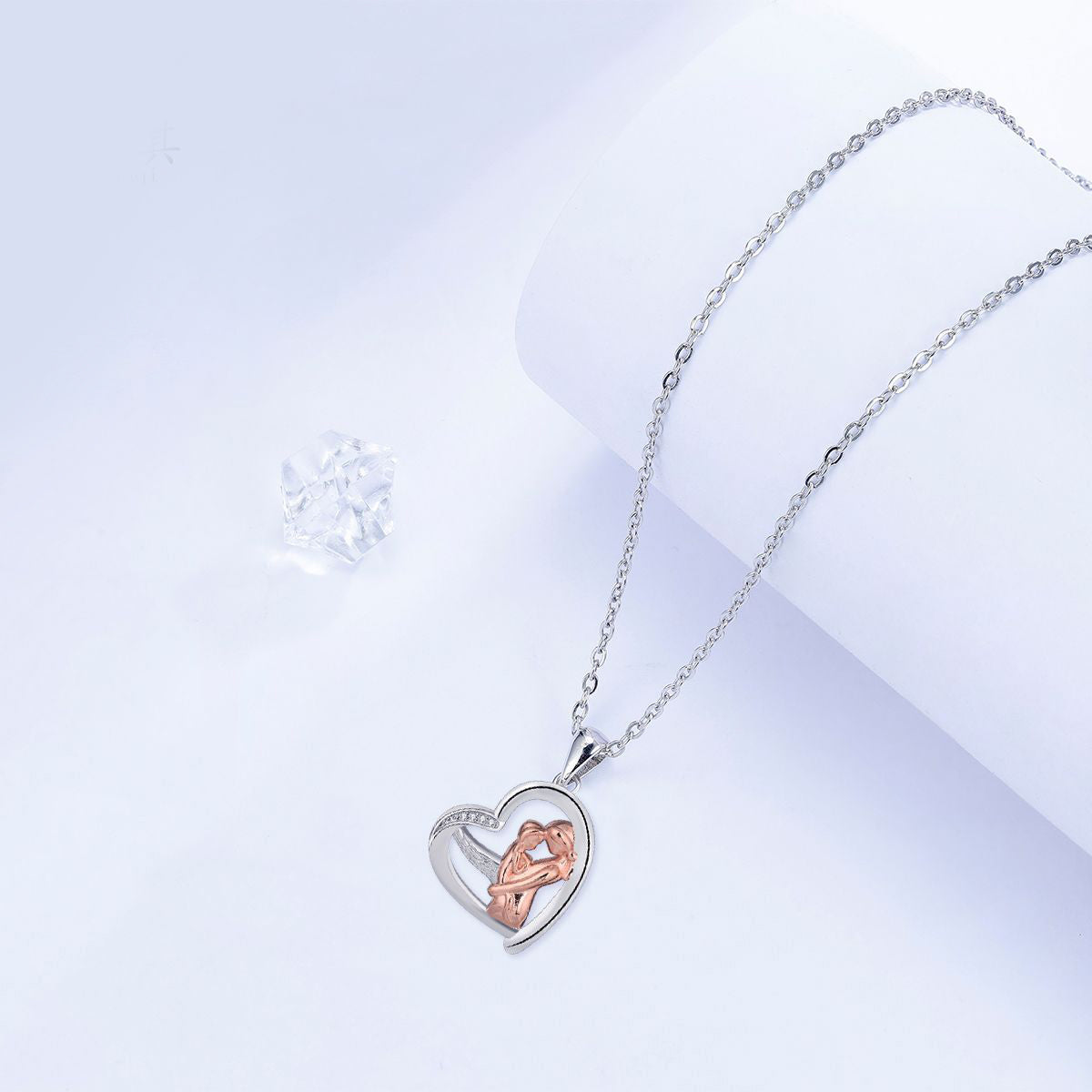 Copper With Silver/Rosegold Plated Heart Pendant Necklace