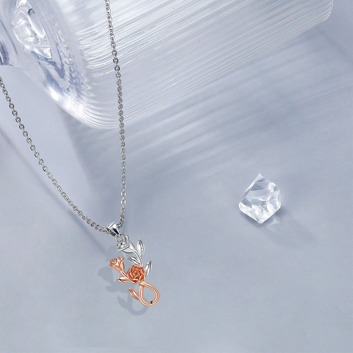 Copper With Silver/Rosegold Plated Flowers Pendant Necklace