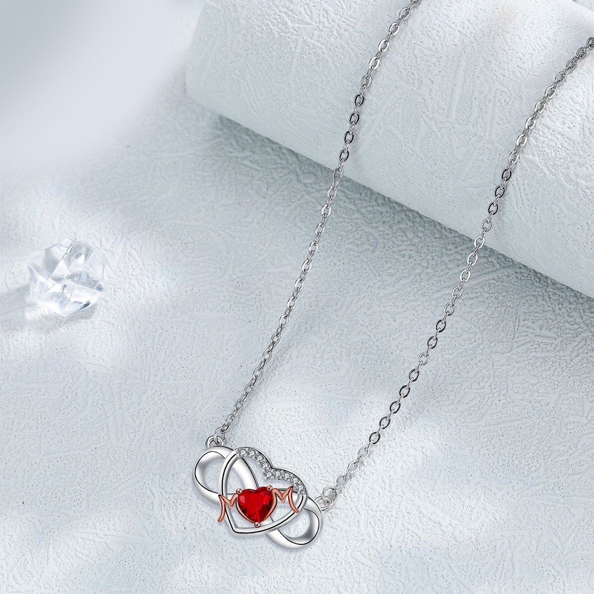 Copper With Silver/Rosegold Plated Heart Infinity Mom Pendant Necklace