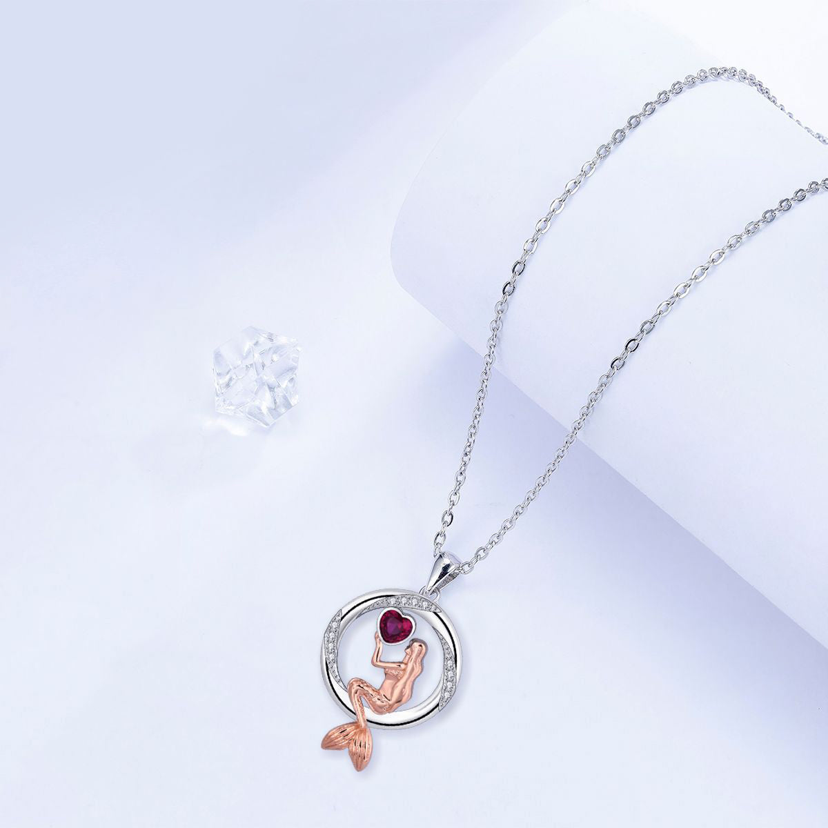 Copper With Silver/Rosegold Plated Mermaid Pendant Necklace for Women