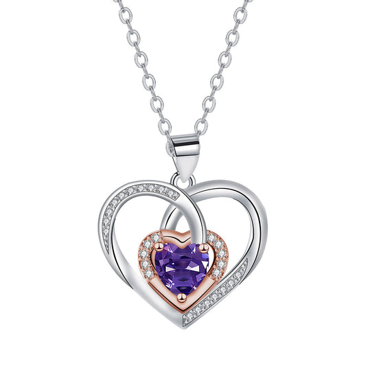 Copper With Silver/Rosegold Plated Heart Pendant Necklace