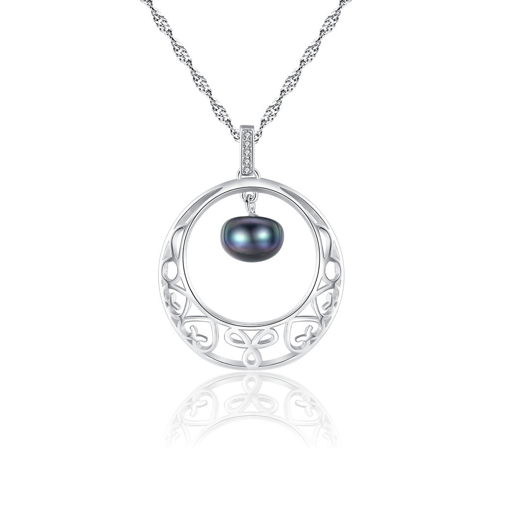 925 Sterling Silver Natural Pearl Drop Necklace Fashion Jewelry Gift for Women Girls