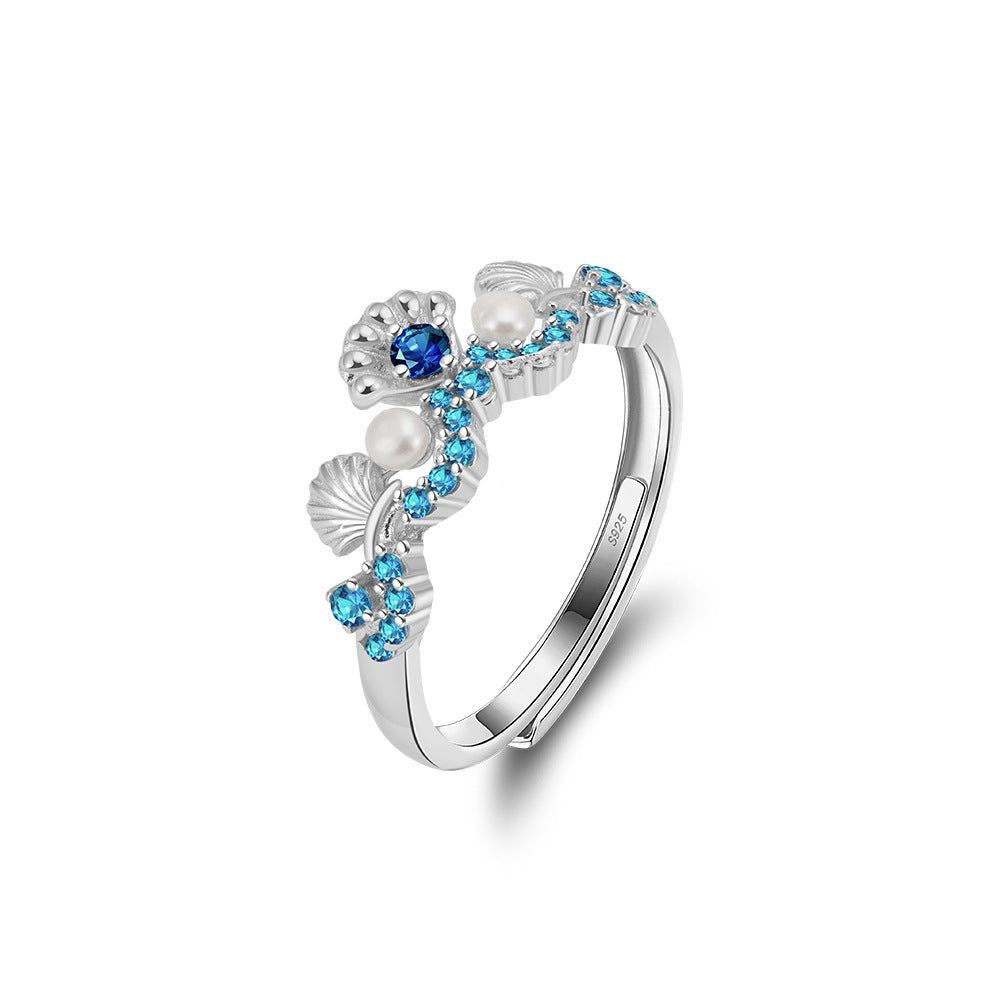 925 Sterling Silver Natural Pearl Ring Fashion Jewelry Gift for Women Girls