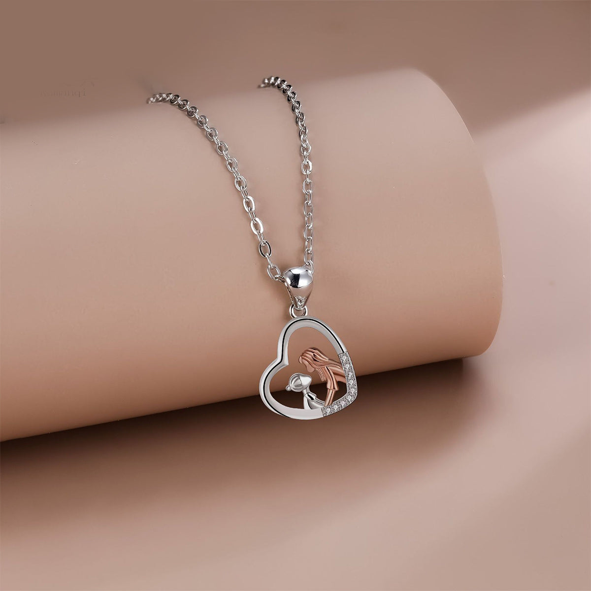 Copper With Silver/Rosegold Plated Heart Pendant Necklace