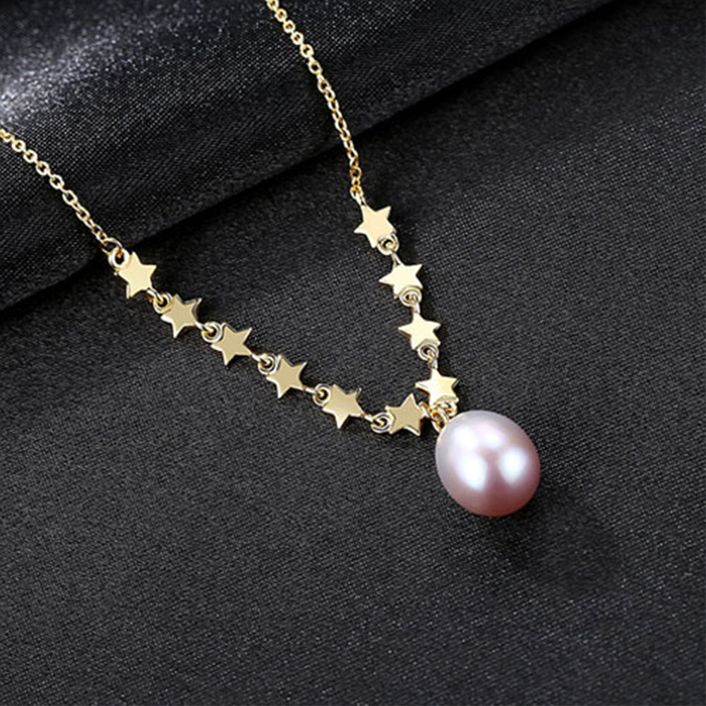 925 Sterling Silver Natural Pearl Drop Necklace Fashion Jewelry Gift for Women Girls