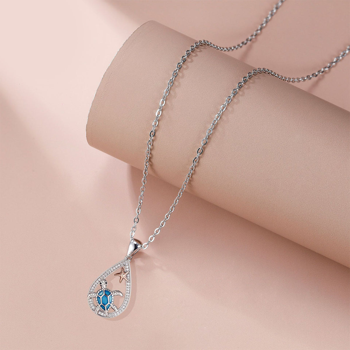 Copper With Silver/Rosegold Plated Turtle Pendant Necklace