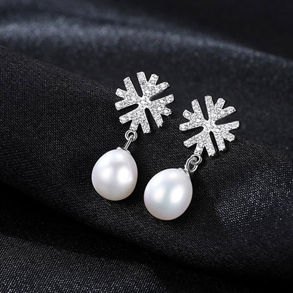 Pendientes colgantes de perla natural de plata de ley 925, joyería de moda, regalo para mujeres y niñas.