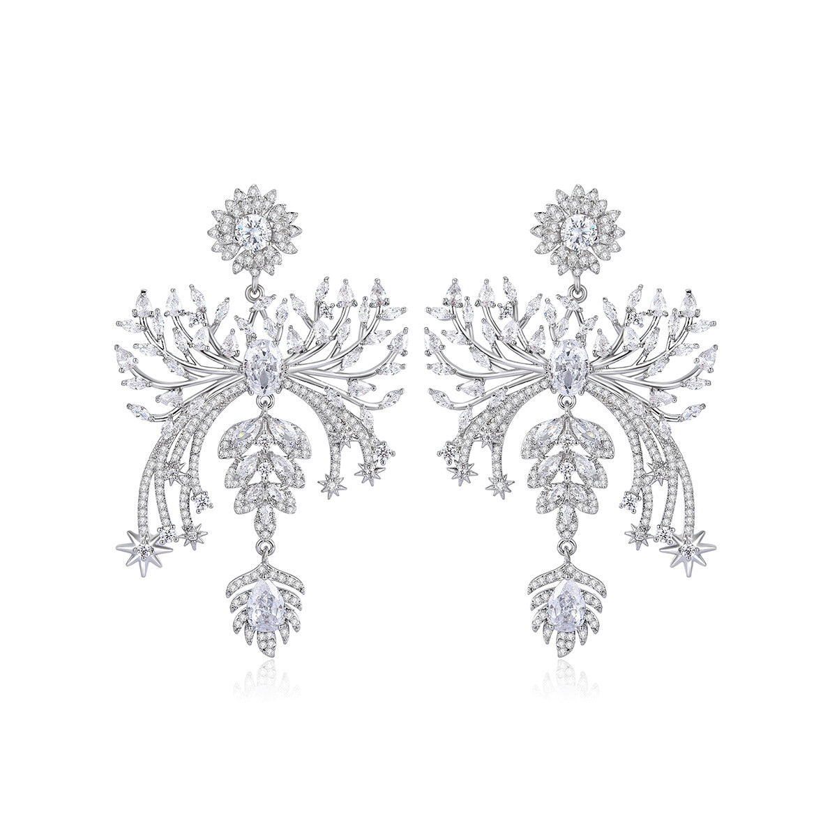 Copper With Silver Plated Fashion Jewelry Earrings