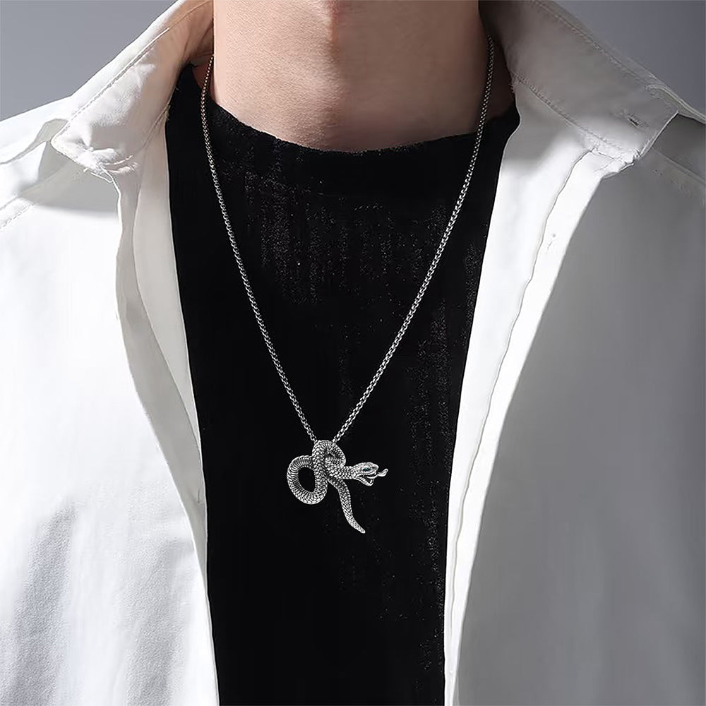 Punk Snake Pendant Necklace, Men Women's Fashion Jewelry, Perfect for Parties & Gifts, Elegant Accessory for Everyday Wear