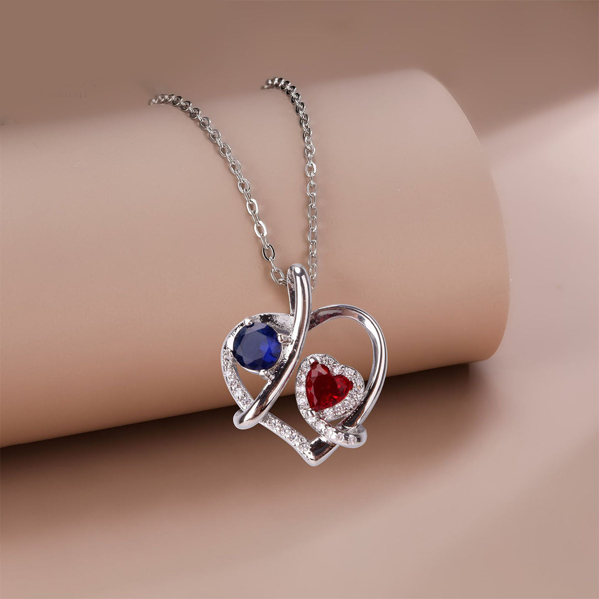 Copper With Silver Plated Heart Pendant Necklace