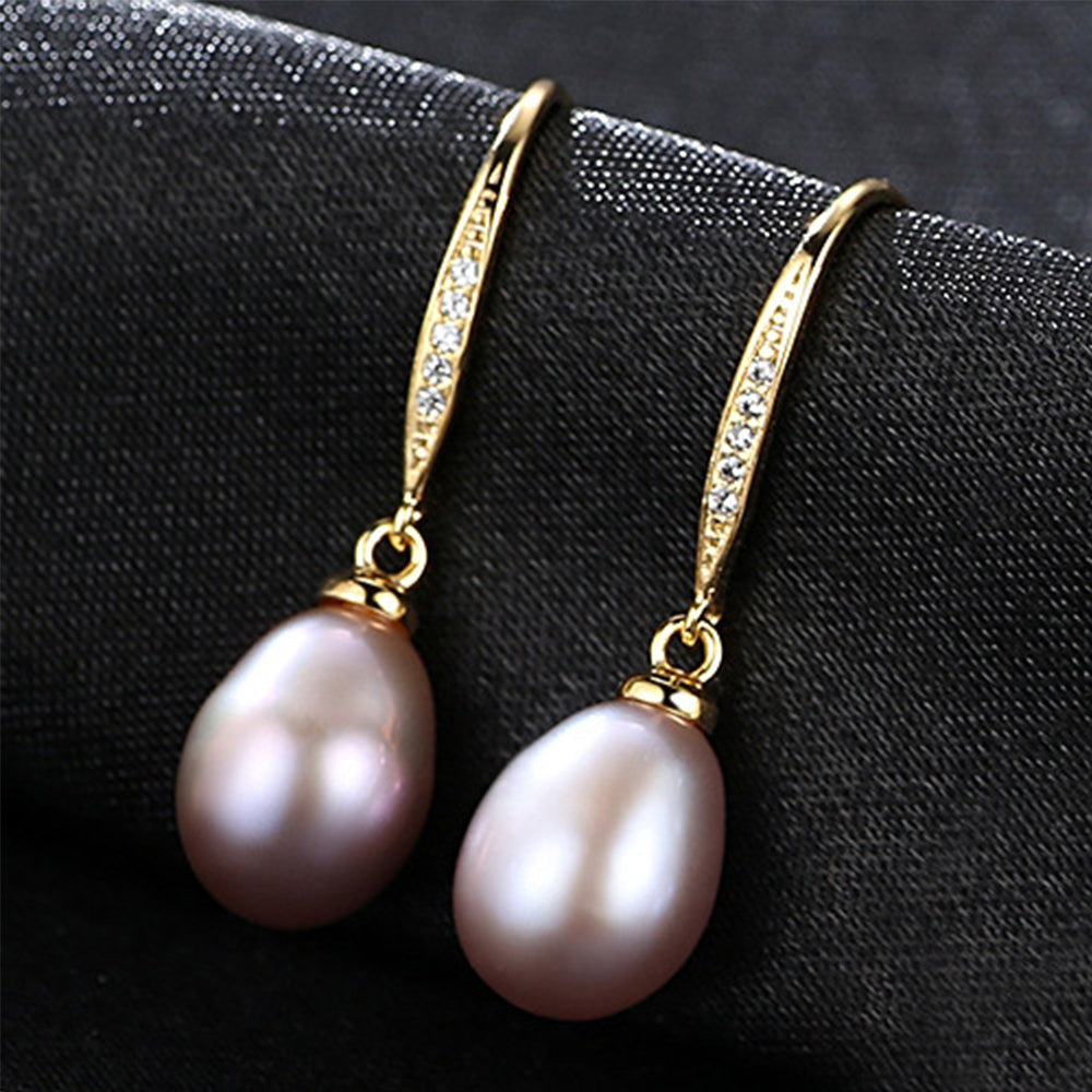 925 Sterling Silver Natural Pearl Drop Earrings Fashion Jewelry Gift for Women Girls