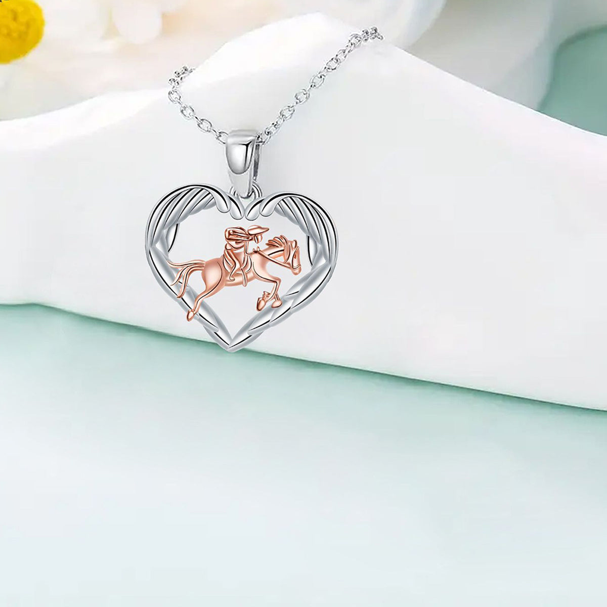 Copper With Silver/Rosegold Plated Heart Pendant Necklace