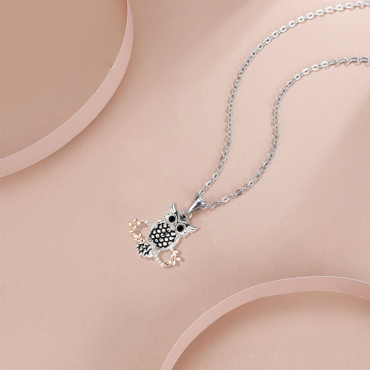 Copper With Silver/Rosegold Plated Owl Pendant Necklace