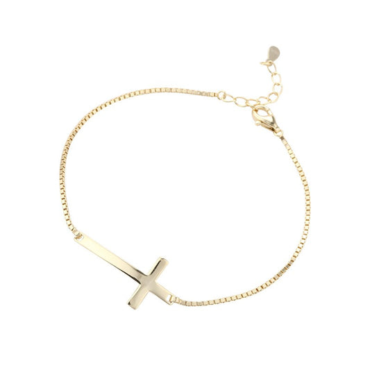 Pulsera de moda con cruz de plata de ley 925