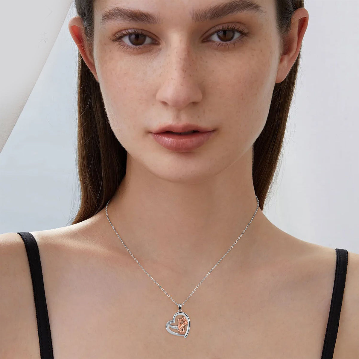 Copper With Silver/Rosegold Plated Heart Pendant Necklace