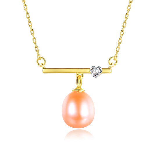 925 Sterling Silver Natural Pearl Drop Necklace Fashion Jewelry Gift for Women Girls