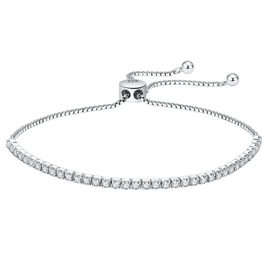 925 Sterling Silver Tennis Adjustable Bracelet
