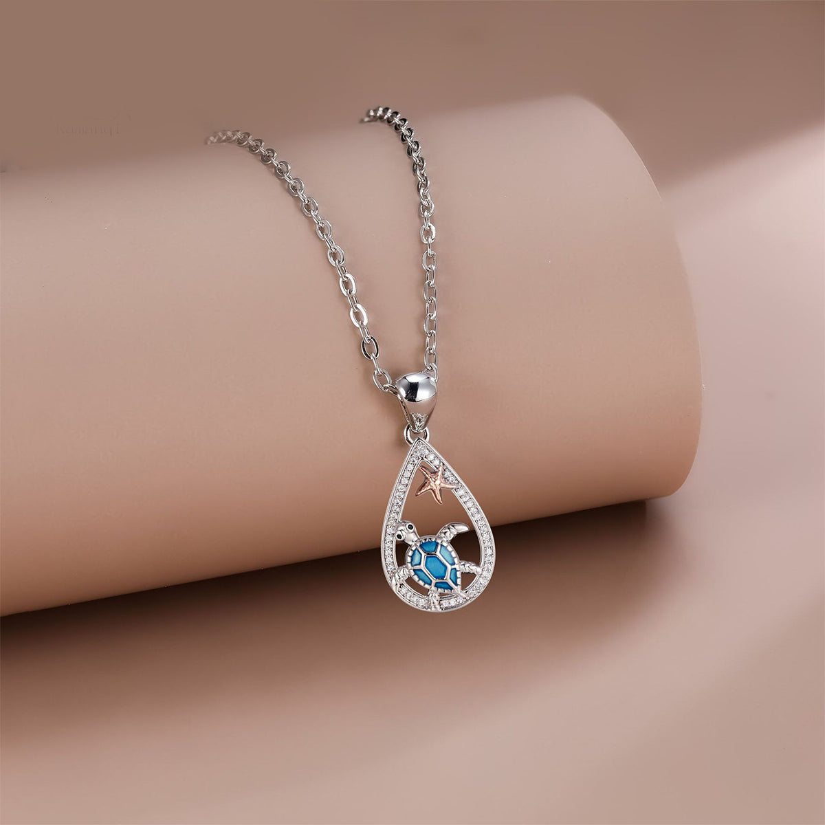 Copper With Silver/Rosegold Plated Turtle Pendant Necklace