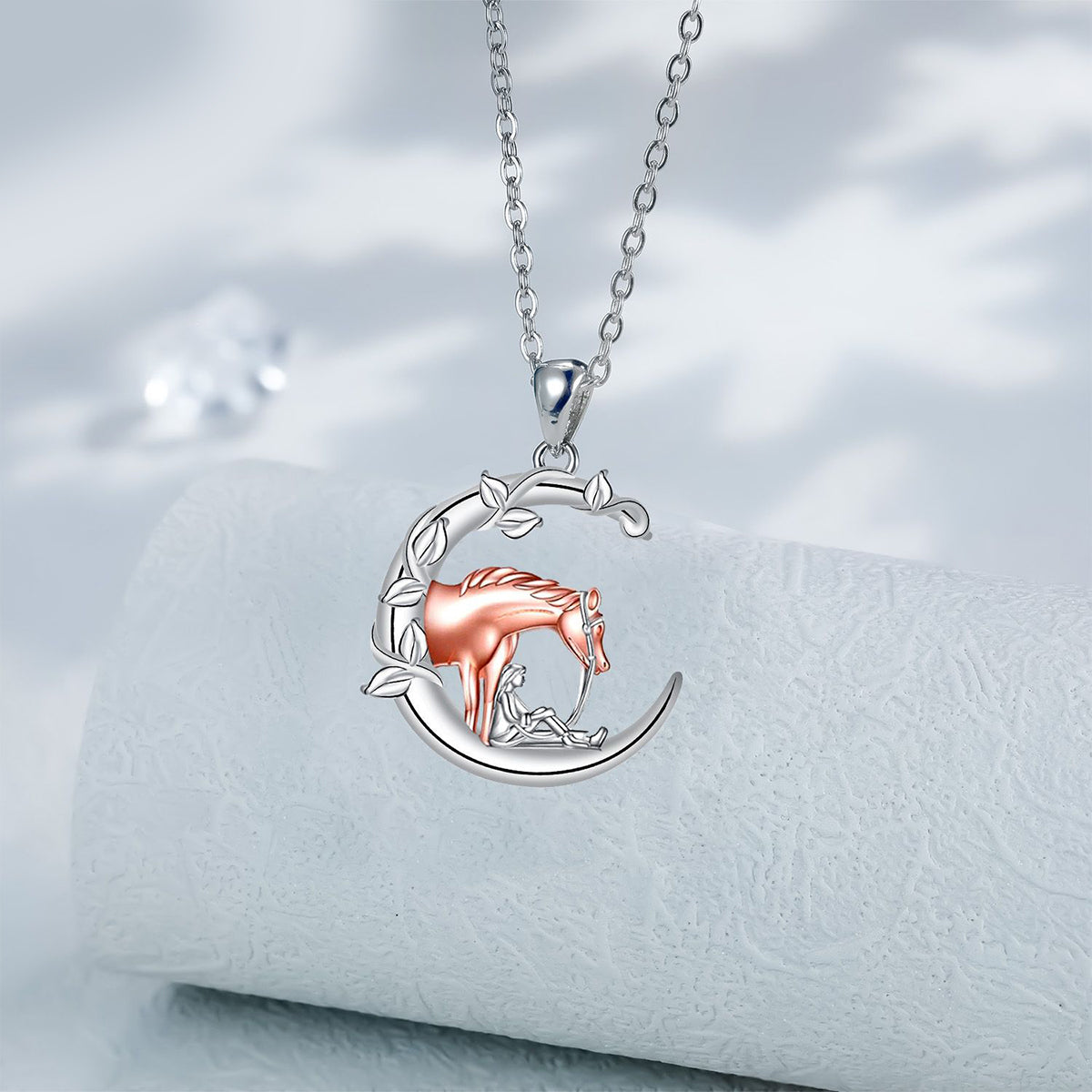Copper With Silver/Rosegold Plated Moon Pendant Necklace