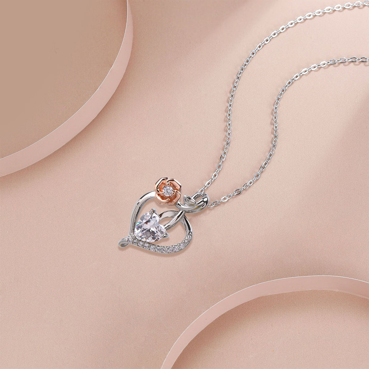 Copper With Silver/Rosegold Plated Heart Pendant Necklace