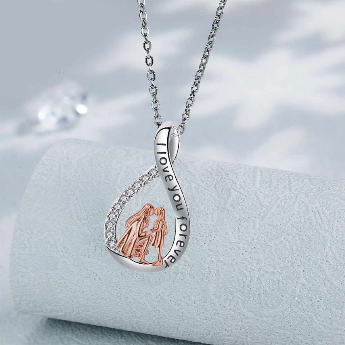 Copper With Silver/Rosegold Plated Love Pendant Necklace