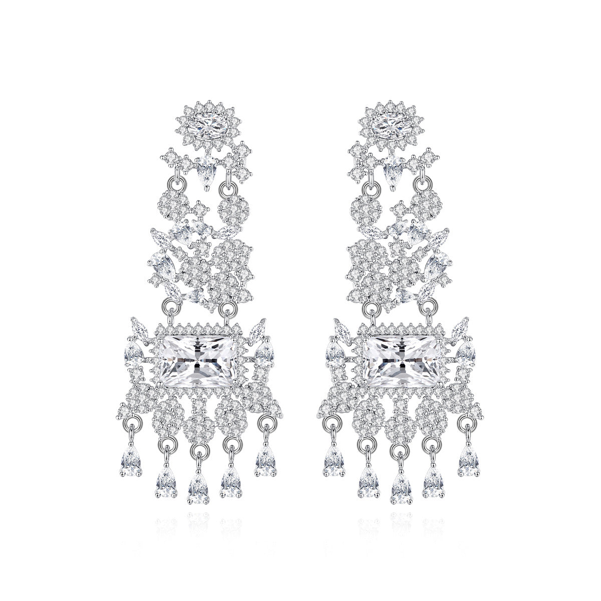 Copper With Silver Plated Fashion Jewelry Earrings