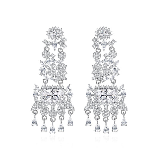 Copper With Silver Plated Fashion Jewelry Earrings