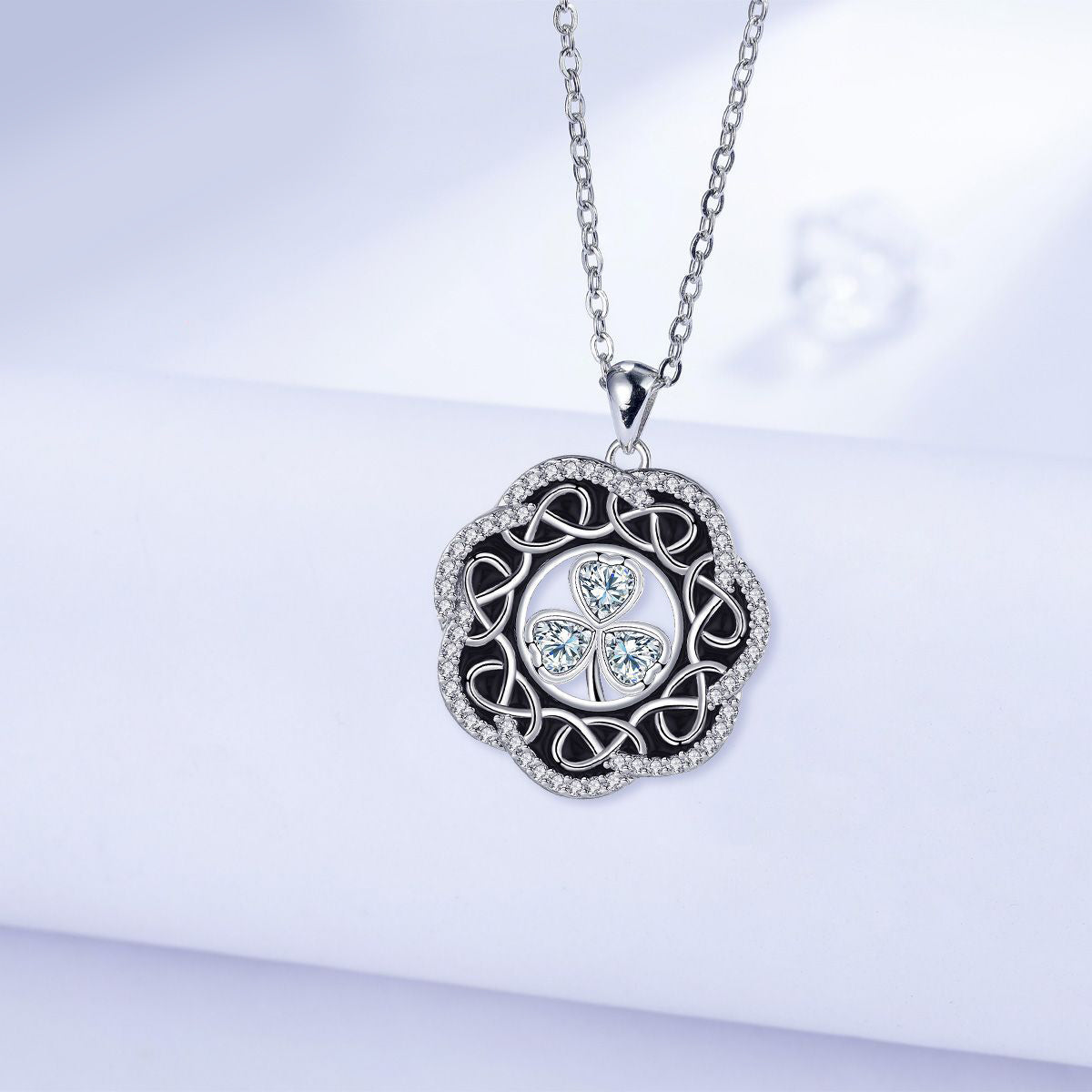 Copper With Silver Plated Lucky Celtic Knot Pendant Necklace for Women
