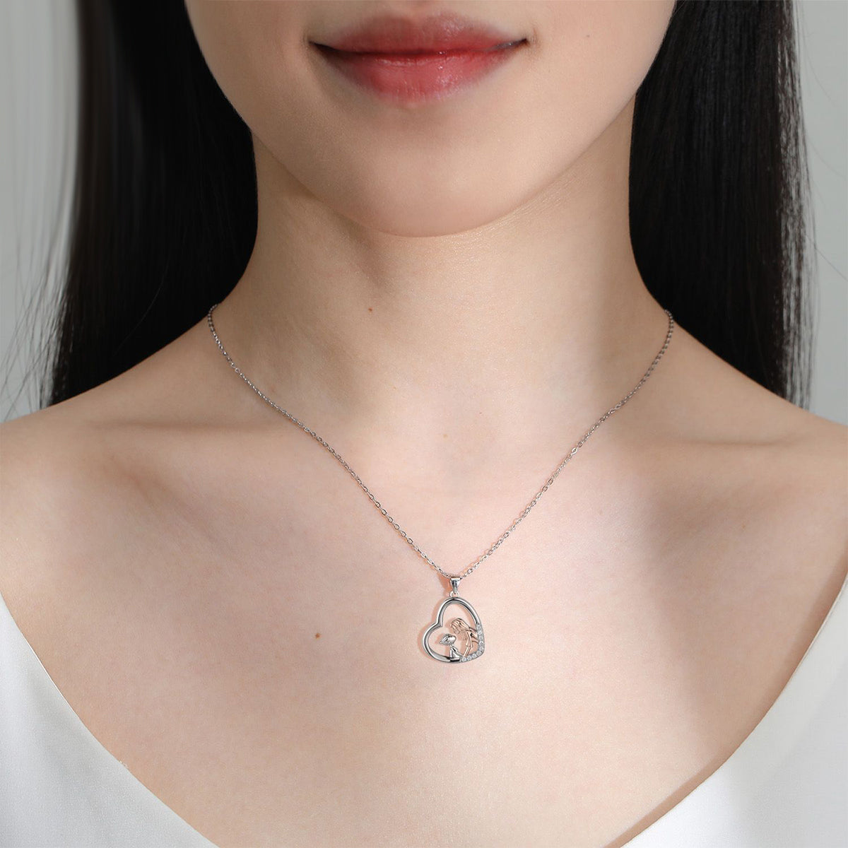 Copper With Silver/Rosegold Plated Heart Pendant Necklace