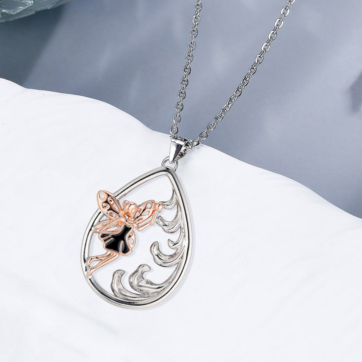 Copper With Silver/Rosegold Plated Fairy Pendant Necklace