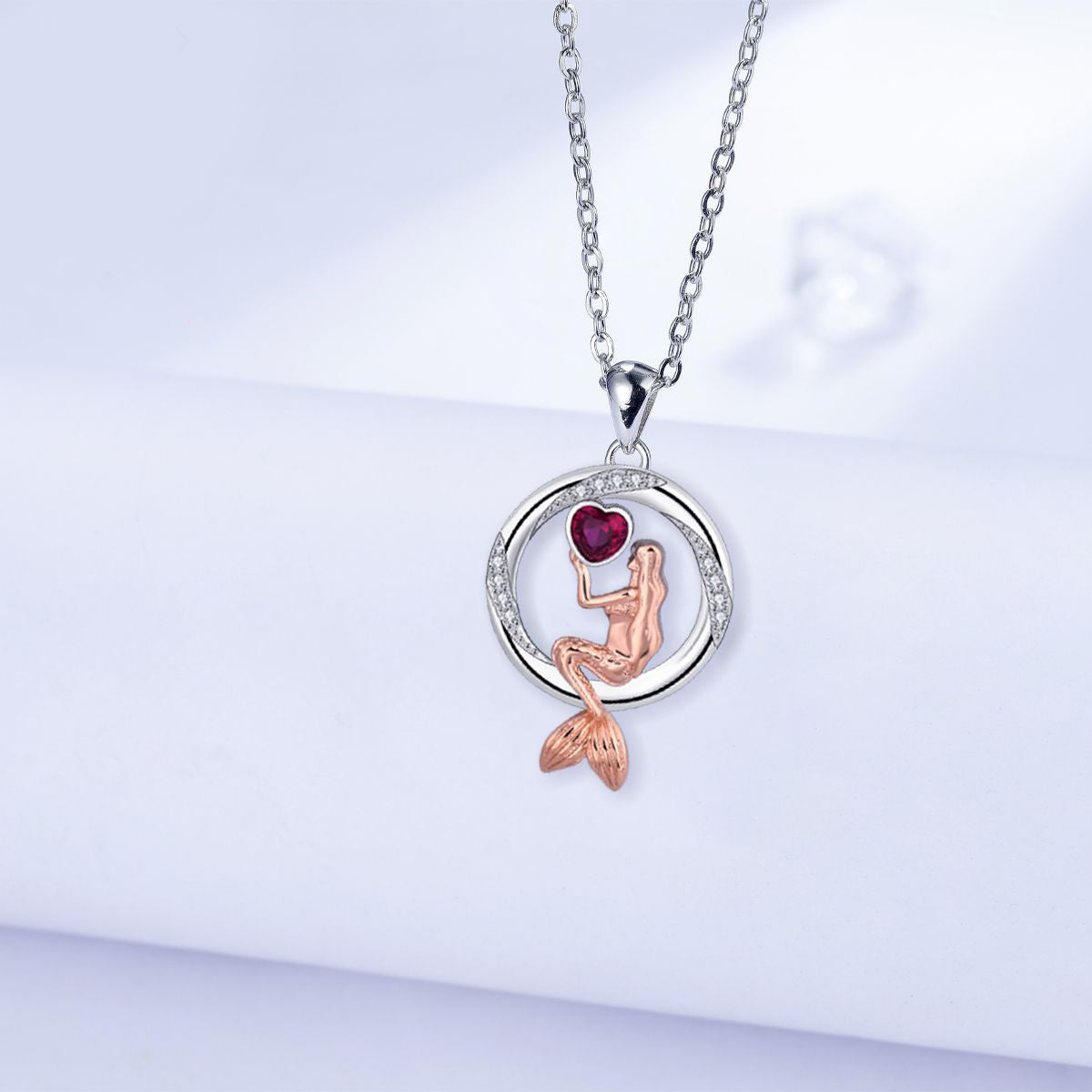 Copper With Silver/Rosegold Plated Mermaid Pendant Necklace for Women