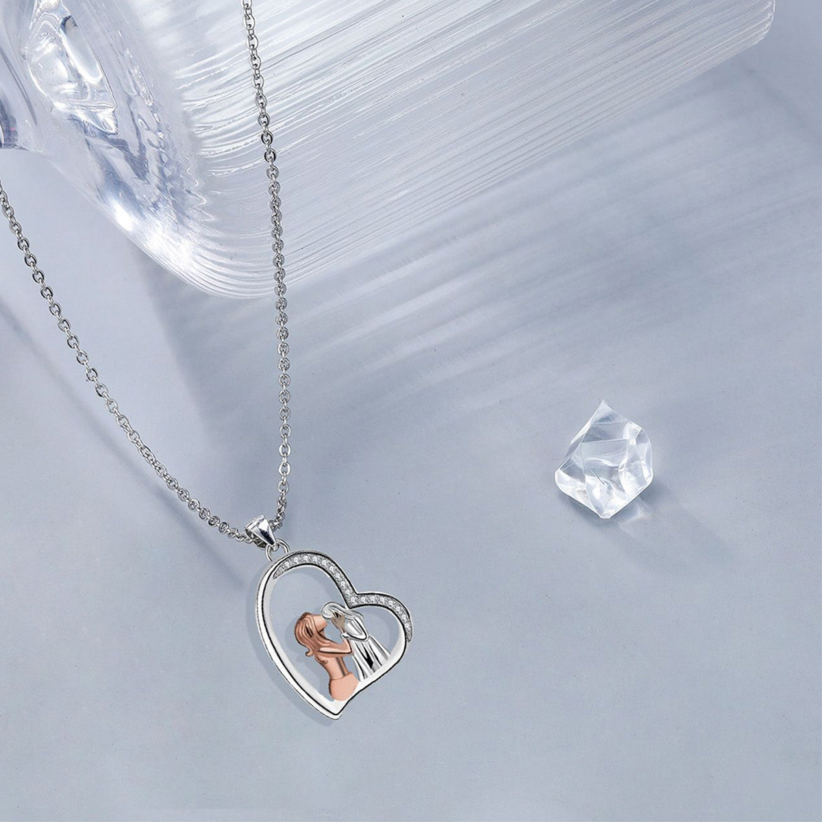 Copper With Silver/Rosegold Plated Heart Pendant Necklace