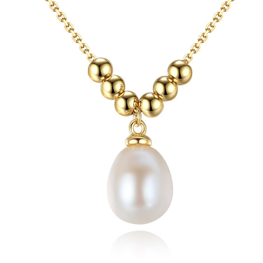 925 Sterling Silver Natural Pearl Drop Necklace Fashion Jewelry Gift for Women Girls