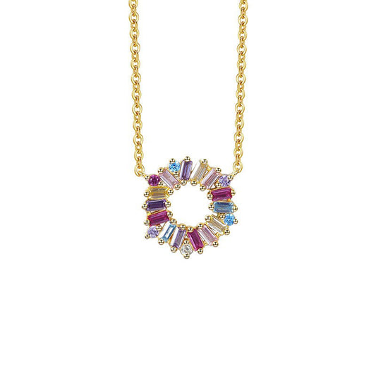 925 Sterling Silver Circle Zircon Pendant Necklace