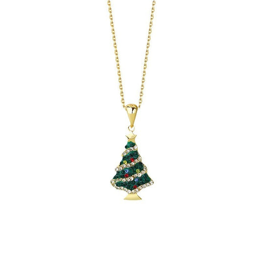 925 Sterling Silver Christmas Tree Pendant Necklace