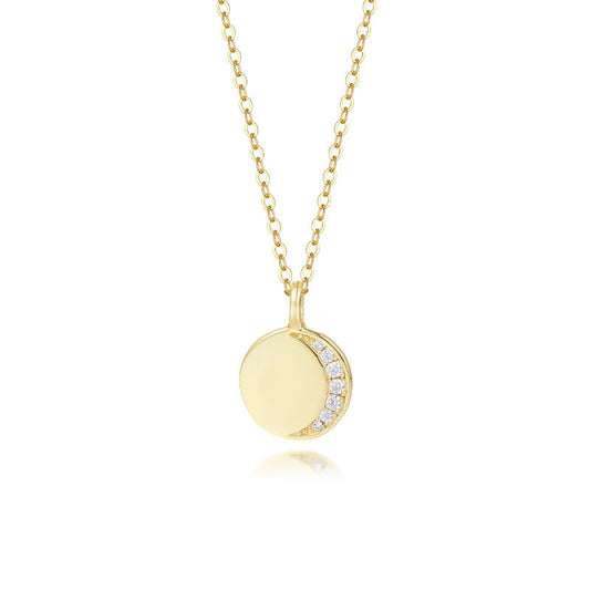 925 Sterling Silver Moon & Star Pendant Necklace