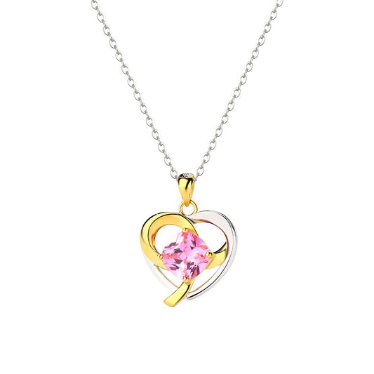 925 Sterling Silver Heart Zircon Pendant Necklace