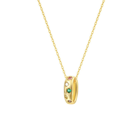925 Sterling Silver Zircon Ring Pendant Necklace