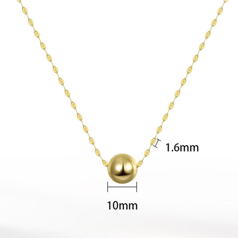 Silver Stainless Steel Single Ball Pendant Necklace, Smooth Round Bead on Delicate Marquise Shape Thin Chain