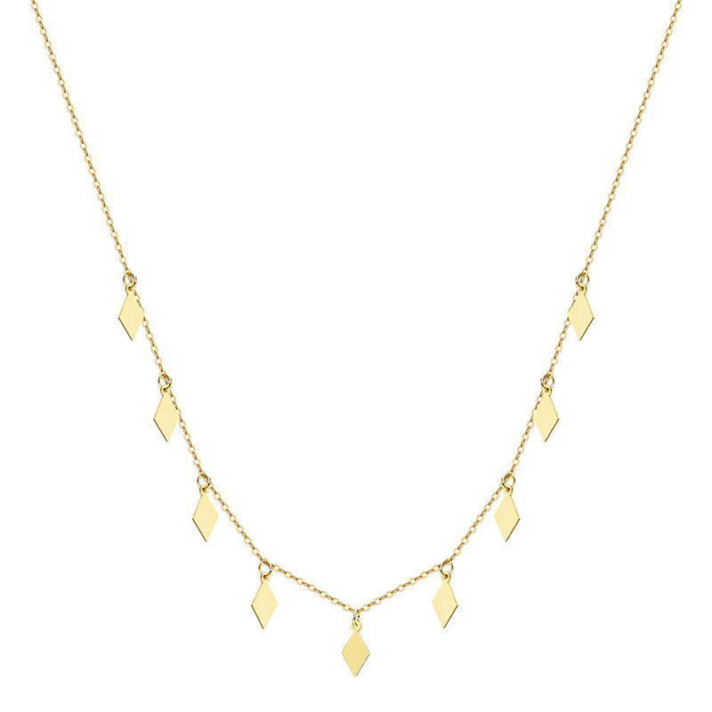 Stainless Steel Dangling Rhombus Charm Necklace, Gold Plated Multi Diamond Shape Pendant Chain, Minimalist Geometric Station Necklace for Women