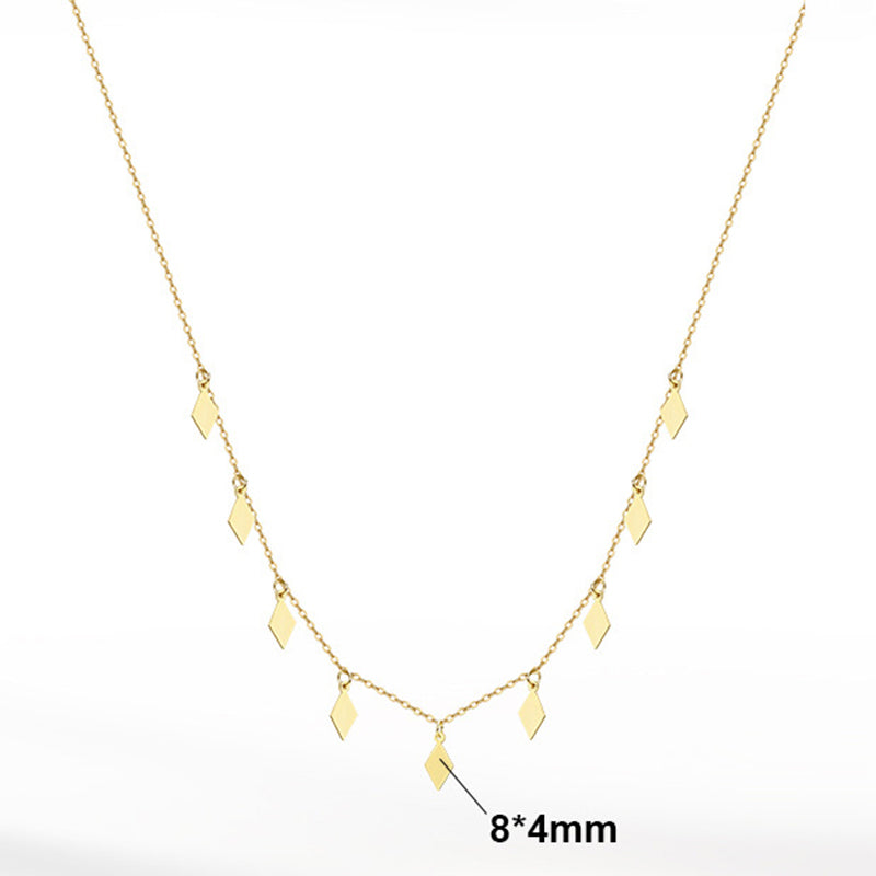 Stainless Steel Dangling Rhombus Charm Necklace, Gold Plated Multi Diamond Shape Pendant Chain, Minimalist Geometric Station Necklace for Women