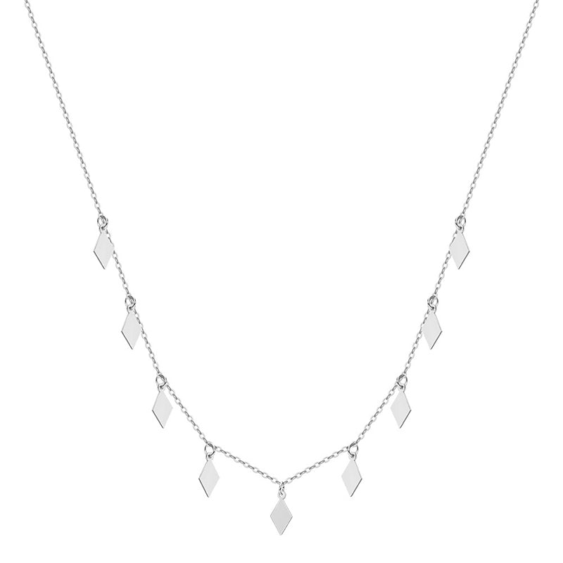 Stainless Steel Dangling Rhombus Charm Necklace, Gold Plated Multi Diamond Shape Pendant Chain, Minimalist Geometric Station Necklace for Women