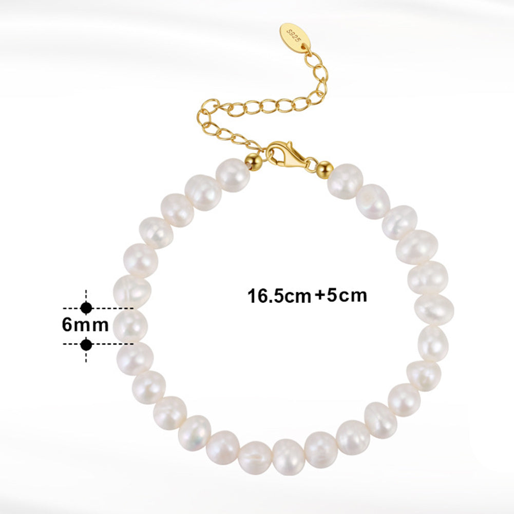 S925 Gold Plated Two-Style Bracelet, Natural Rice Freshwater Pearls & Rainbow Multicolor CZ Tennis Chain, Adjustable Extension Chain